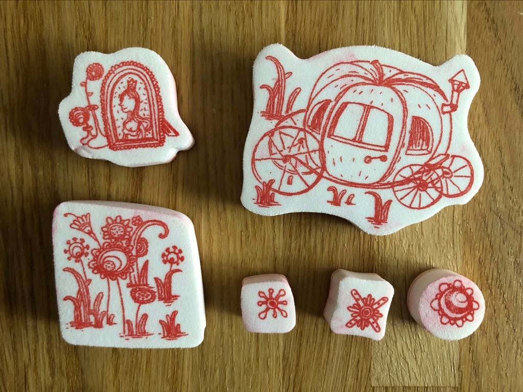 lot de six tampons en caoutchouc princesses, Enlèvement ou Envoi, Utilisé, Autres types