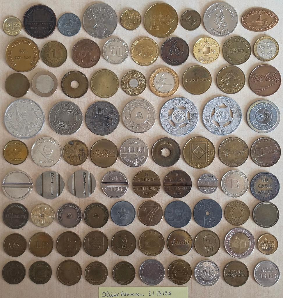 Lot 82 Verschillende Tokens Penningen Jetons enz..., Ophalen of Verzenden, Munten