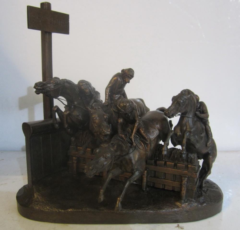 Antiek beeld Monkey Steeplechase apen paardenrace1846, Antiek en Kunst, Kunst | Beelden en Houtsnijwerken, Verzenden