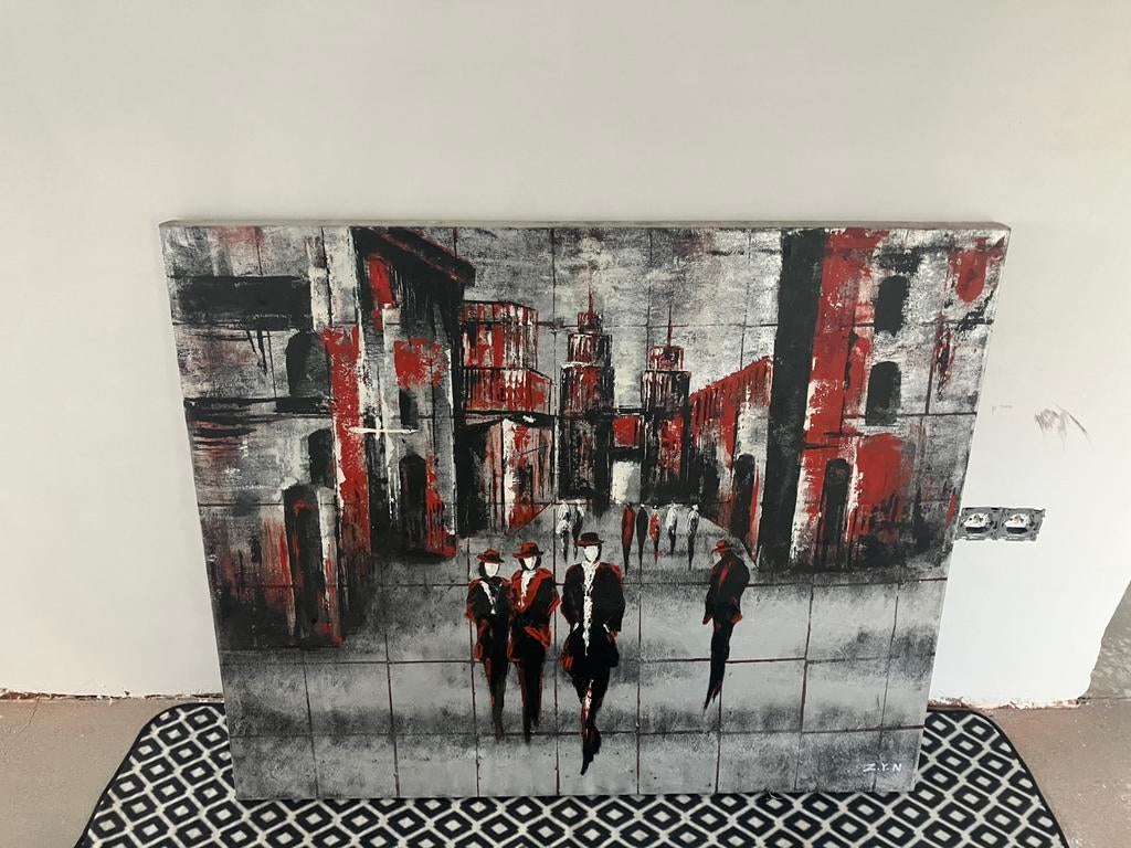 Modern expressief schilderij "Urban Shadows"., Antiek en Kunst, Ophalen