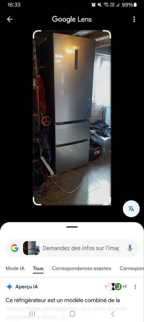 Frigo congelateur, Electroménager, Enlèvement