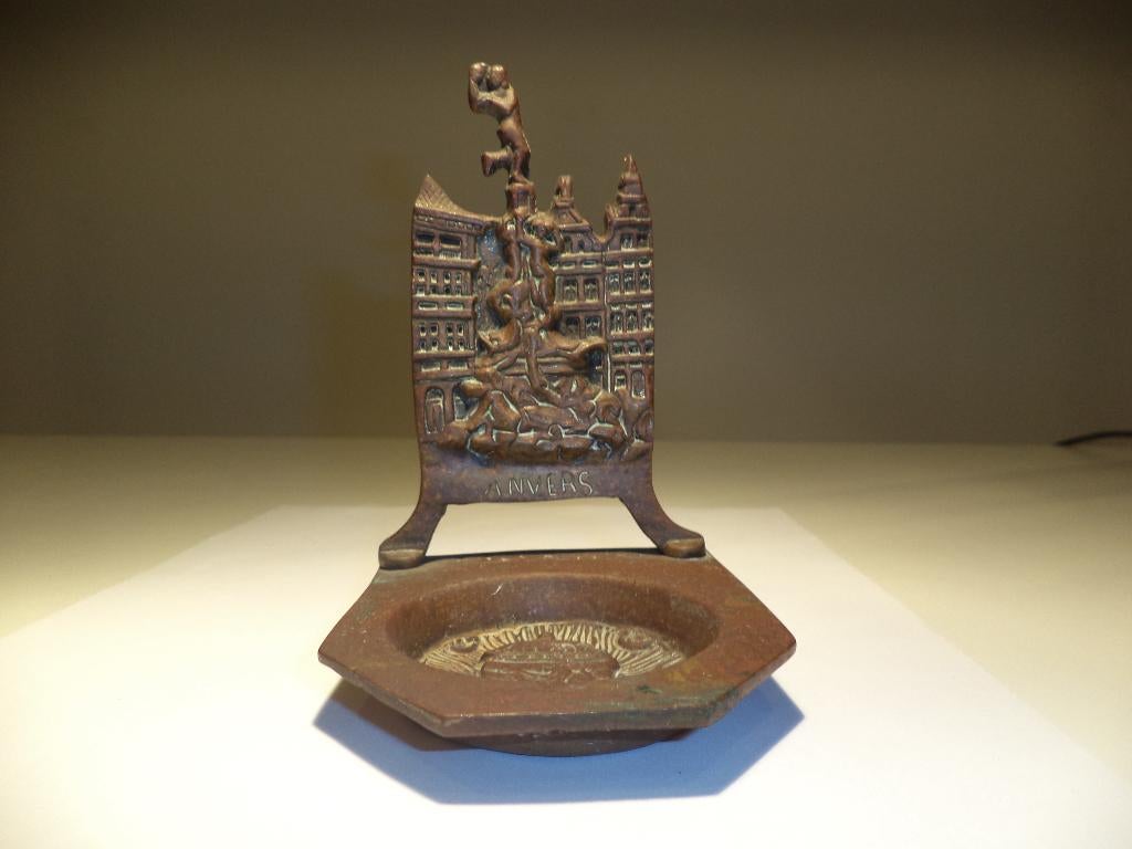 Antiek brons 1800's asbak ANVERS Antwerpen bronzen cendrier, Antiek en Kunst, Antiek | Brons en Koper, Brons, Ophalen of Verzenden