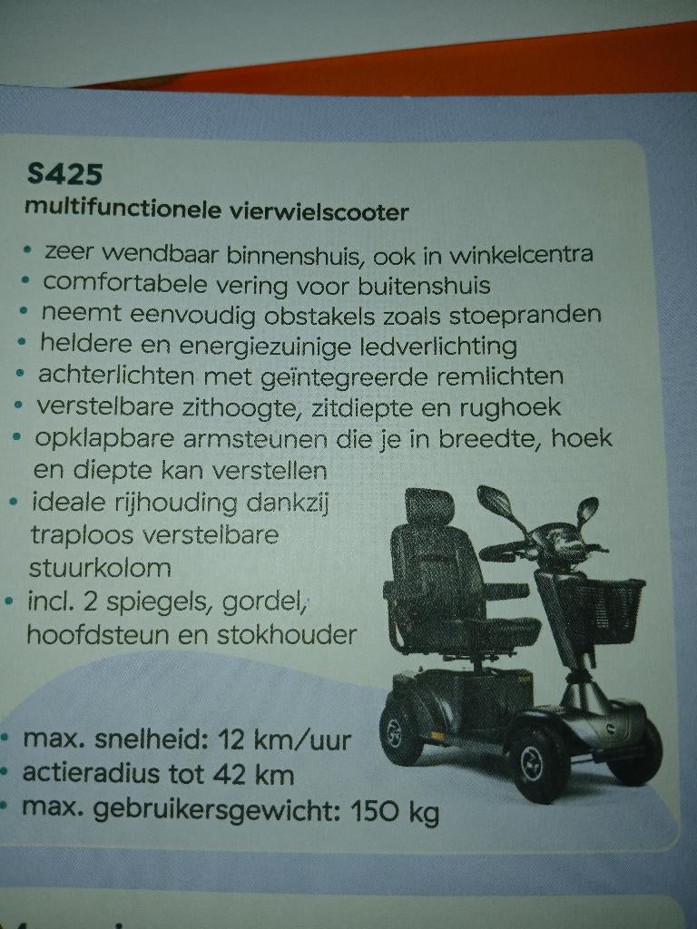 S425 multifunctionele vierwielscooter, Ophalen, Gebruikt, 36 t/m 45 km, Sterling