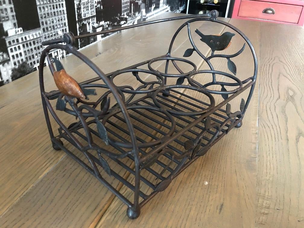 WIJNREK SMEEDIJZER voor 6 flessen WIJNHOUDER VOGELTJES, 5 tot 15 flessen, Nieuw, Ophalen of Verzenden, Metaal