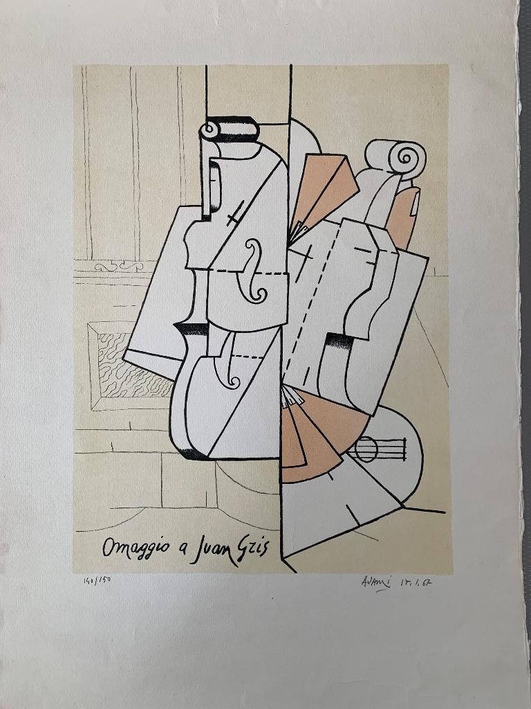 Valerio Adami - litho - Hommage aan Juan Gris, Ophalen of Verzenden