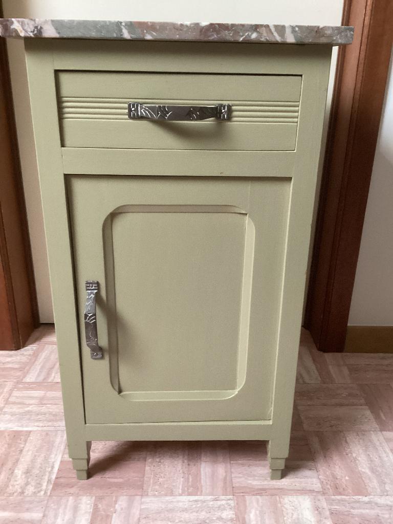 Oud nachtkastje met marmeren blad, Antiek en Kunst, Ophalen