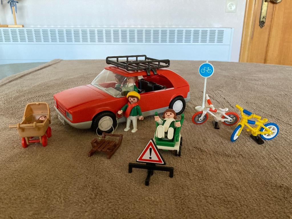 Playmobil vintage : auto, 2 fietsen, buggy,  kinderwagen, sl, Kinderen en Baby's, Ophalen of Verzenden, Zo goed als nieuw, Los Playmobil