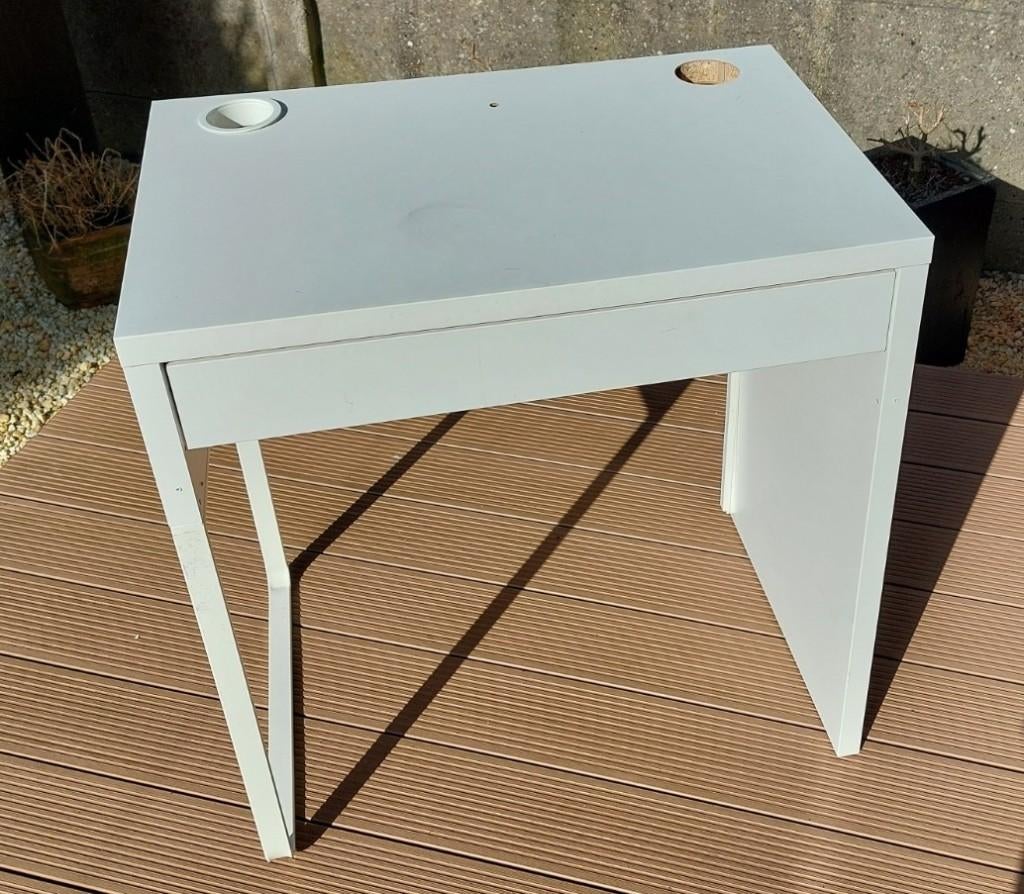 wit bureautje, Ophalen, Gebruikt, Hout, Kabelgoot