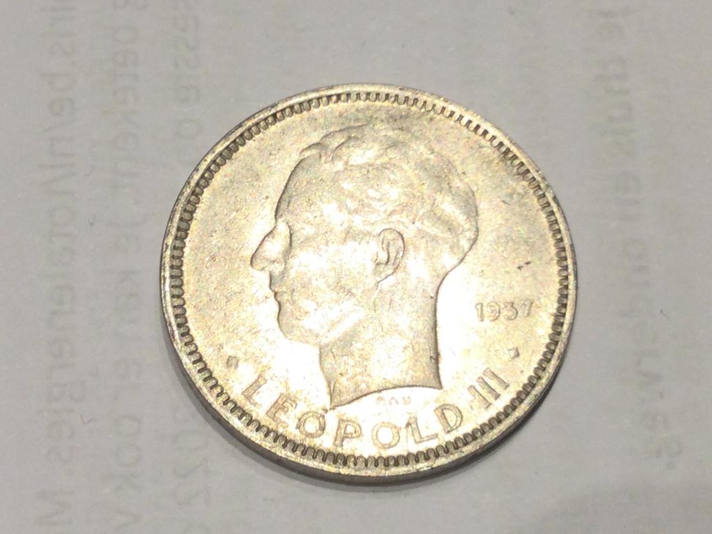 België 5 Frank 1937 positie B, Ophalen of Verzenden