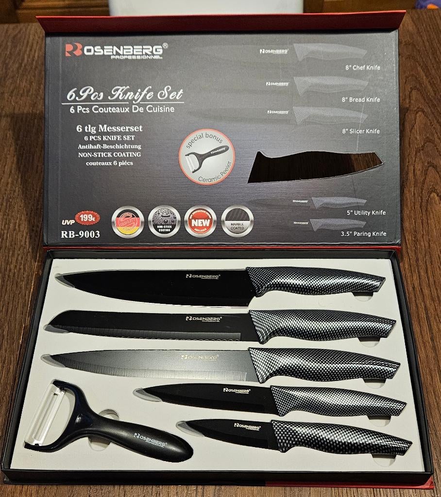 Set de couteaux 6 pièces Rosenberg RB-9003, Neuf, Résiste au lave-vaisselle, Ensemble de couverts, Synthétique