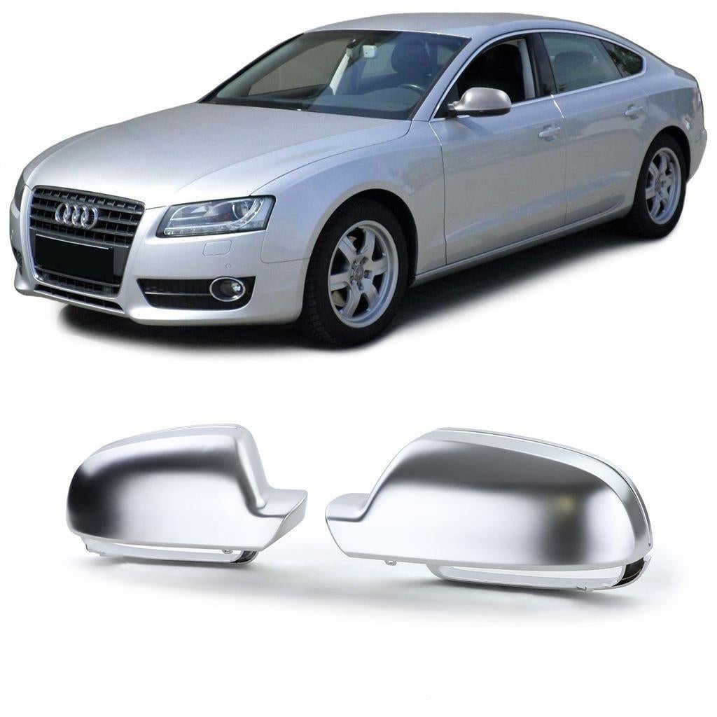Spiegel Kap Kappen Zilver Rvs Mat Voor Audi A3 8P A4 8K A5 8, Auto diversen, Tuning en Styling, Verzenden