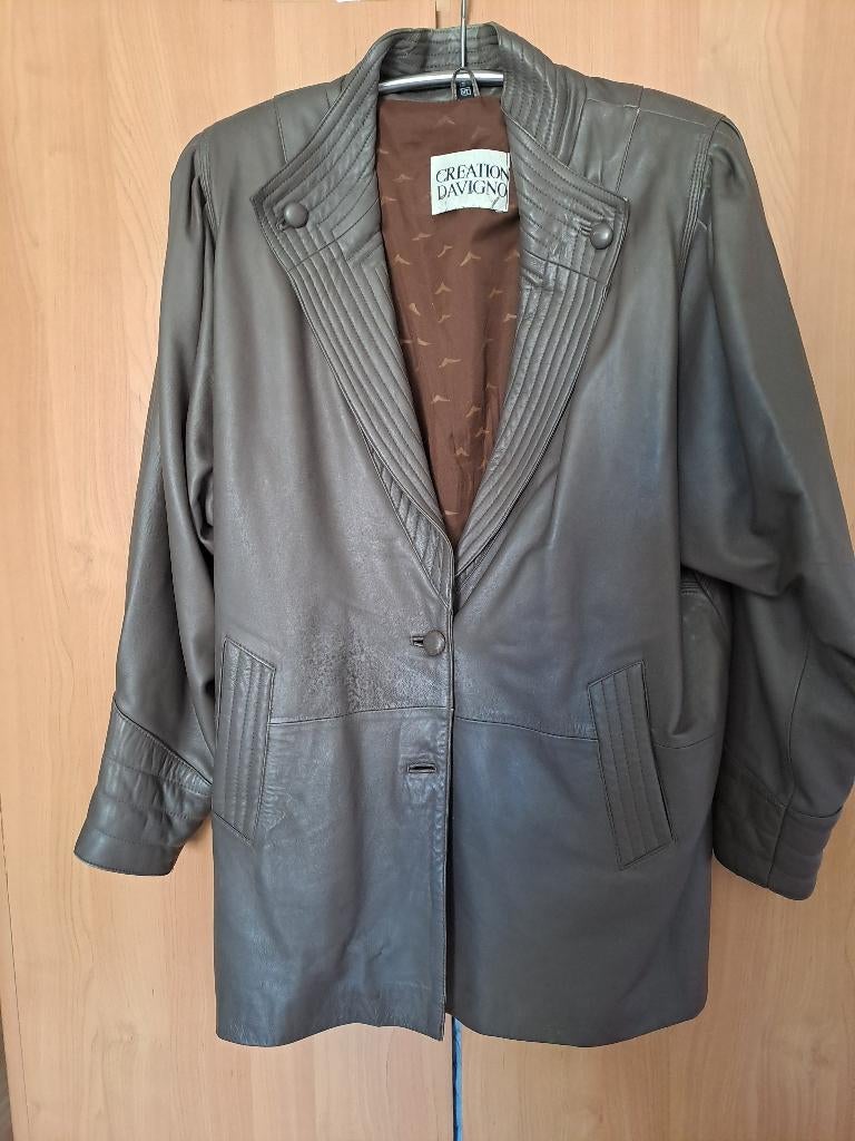 lederen vrouwenjas, Bruin, Davignon, Maat 46/48 (XL) of groter, Ophalen of Verzenden