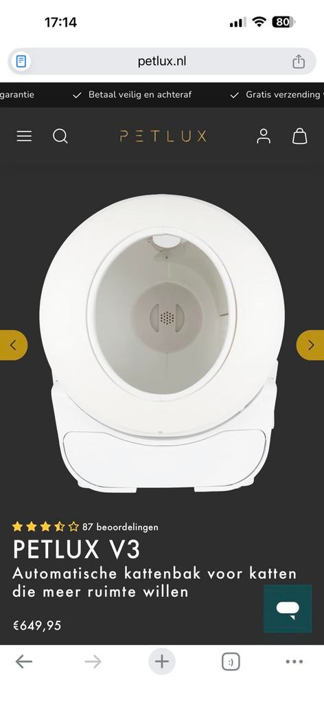 XXL automatische kattenbak petlux V3 - nieuw!, Dieren en Toebehoren, Ophalen of Verzenden, Zelfreinigend, Nieuw