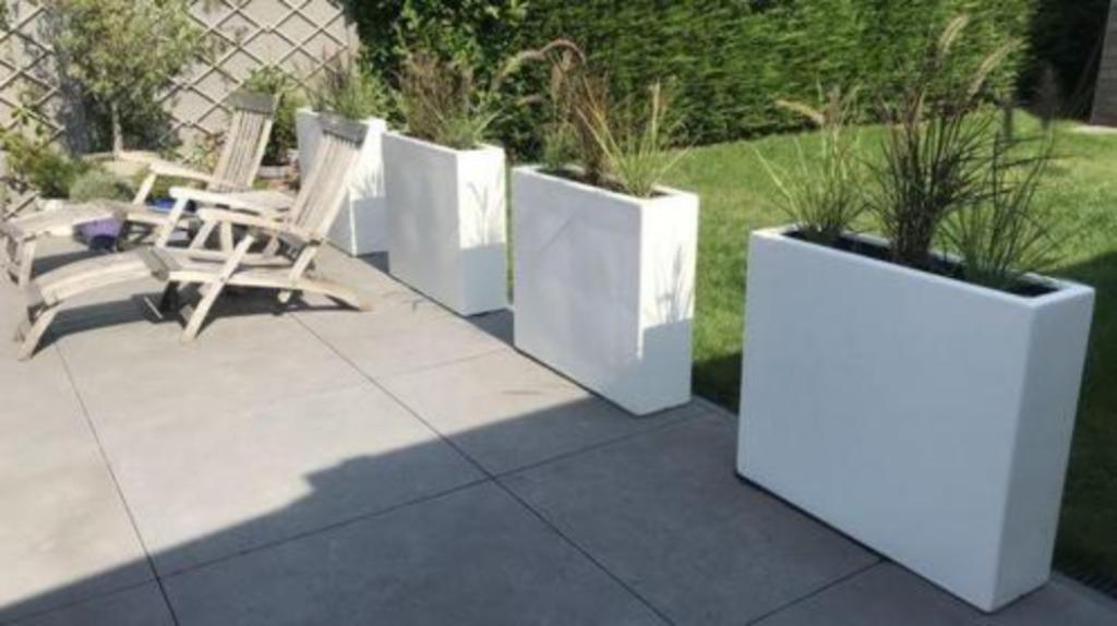 Splinternieuwe polyester plantenbak wit 120x25x80 cm, Tuin en Terras, Ophalen, Nieuw