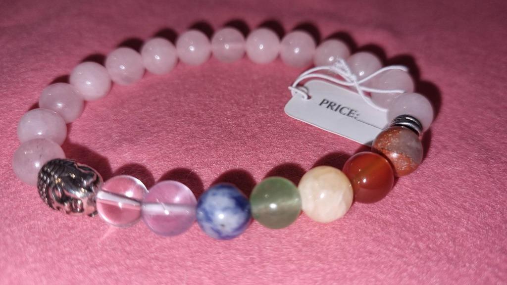 1 Boeddhistische Armband Steen Halfedelsteen Rozenkwarts + p, Verzenden, Nieuw, Roze