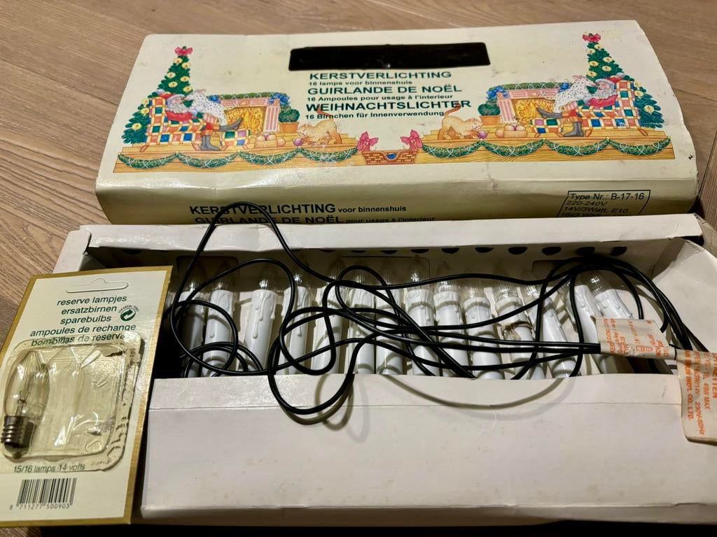 Vintage kerstverlichting : kaarsen wit licht, Diversen, Kerst, Ophalen of Verzenden, Gebruikt
