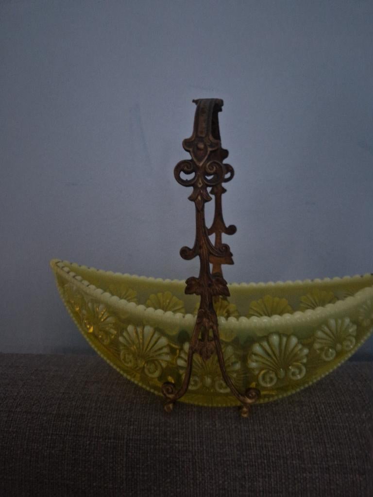 Vide-poche art déco, verre jaune opalescent, Antiquités & Art, Enlèvement