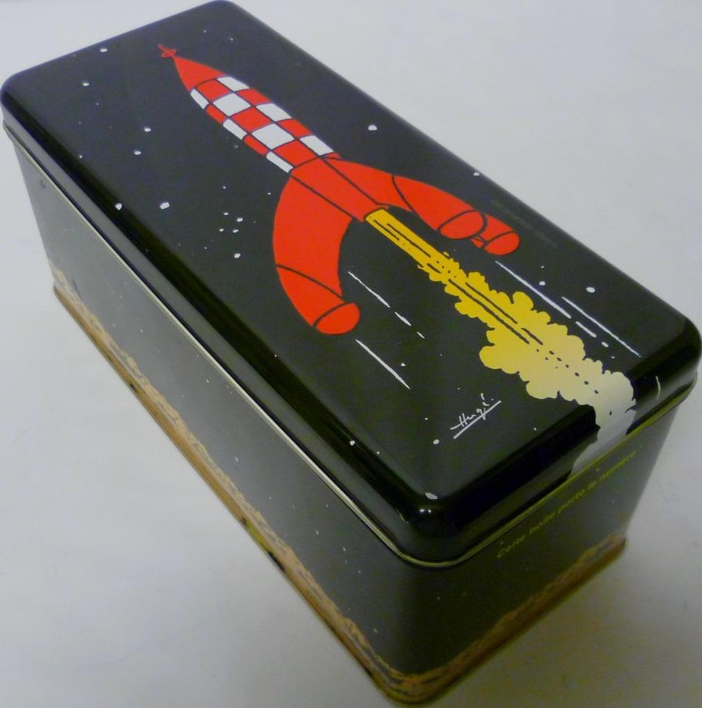 Boîte métal 400 Gr - 2006 - On a marché sur la Lune - Fusée, Verzamelen, Blikken, Zo goed als nieuw, Koek(jes), Overige merken