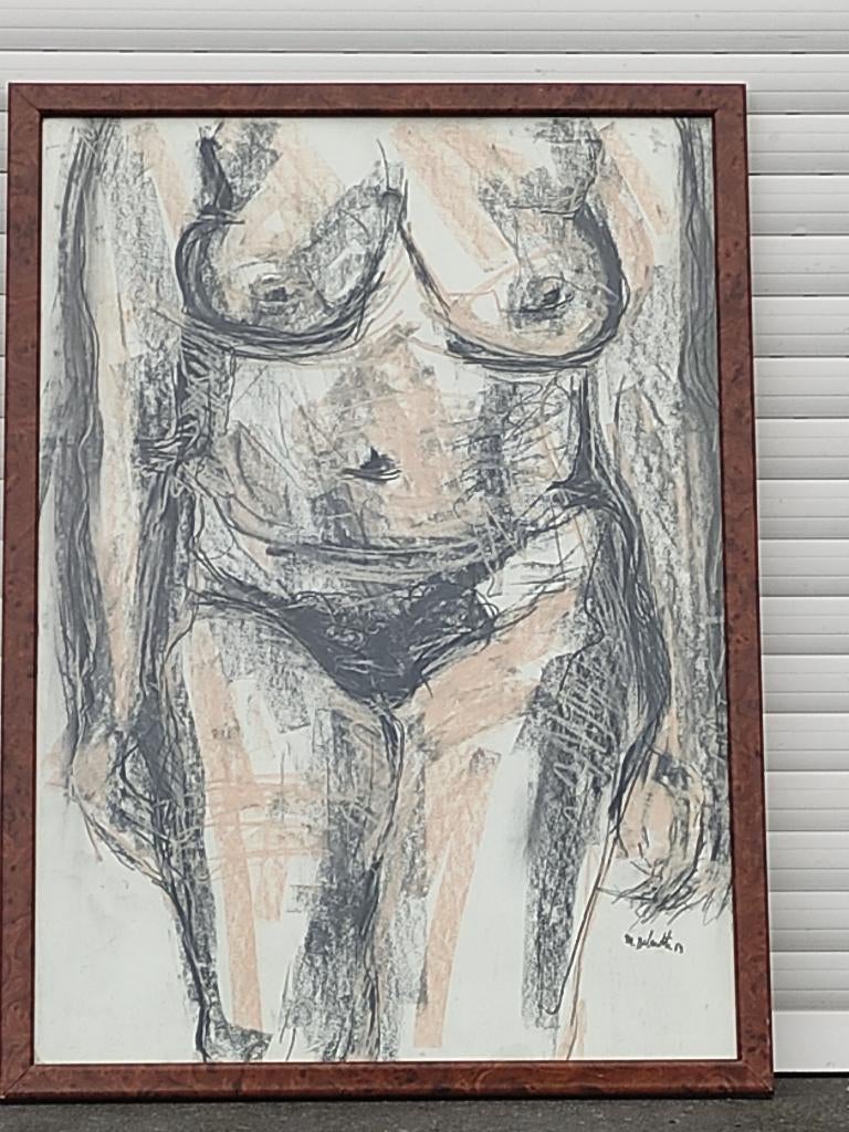 technique mixte nue signe marcel delmotte, Antiquités & Art, Enlèvement ou Envoi