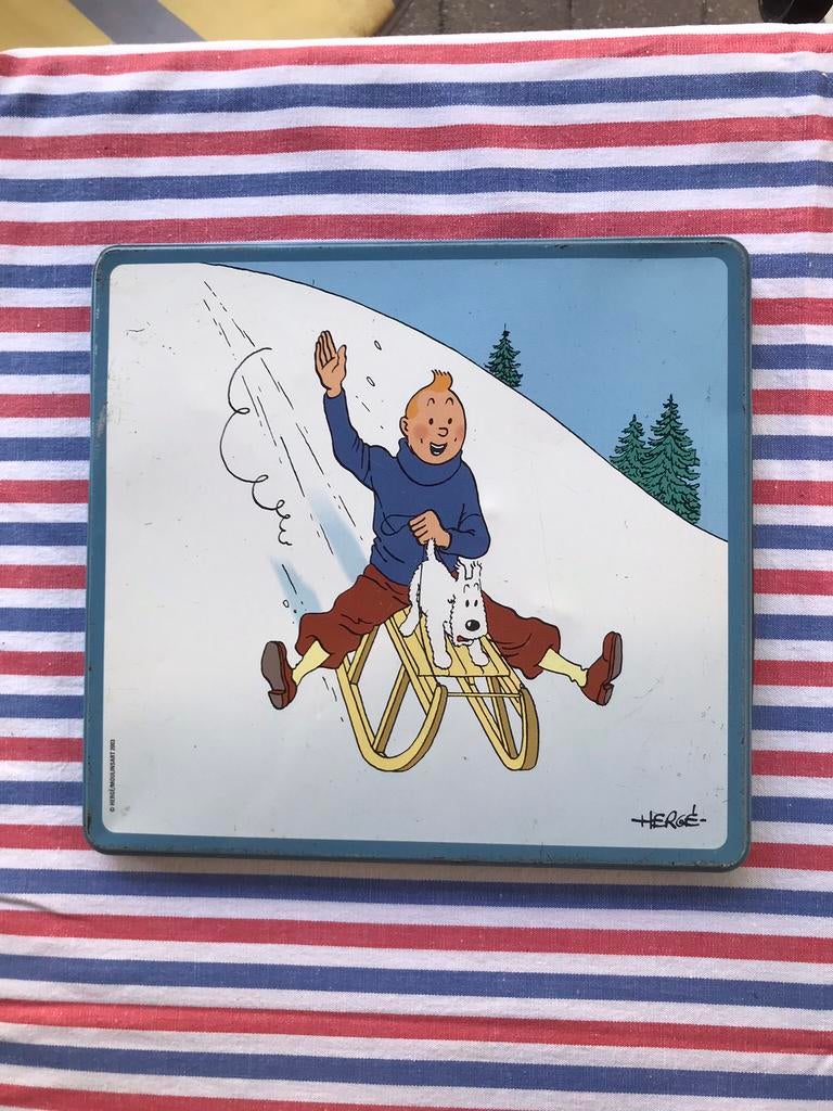 Afbeelding kuifje, deksel blikken doos, Enlèvement, Tintin, Utilisé