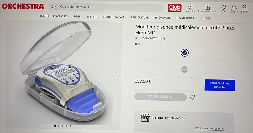 SNUZA HERO pour Bébé, Enlèvement, Neuf