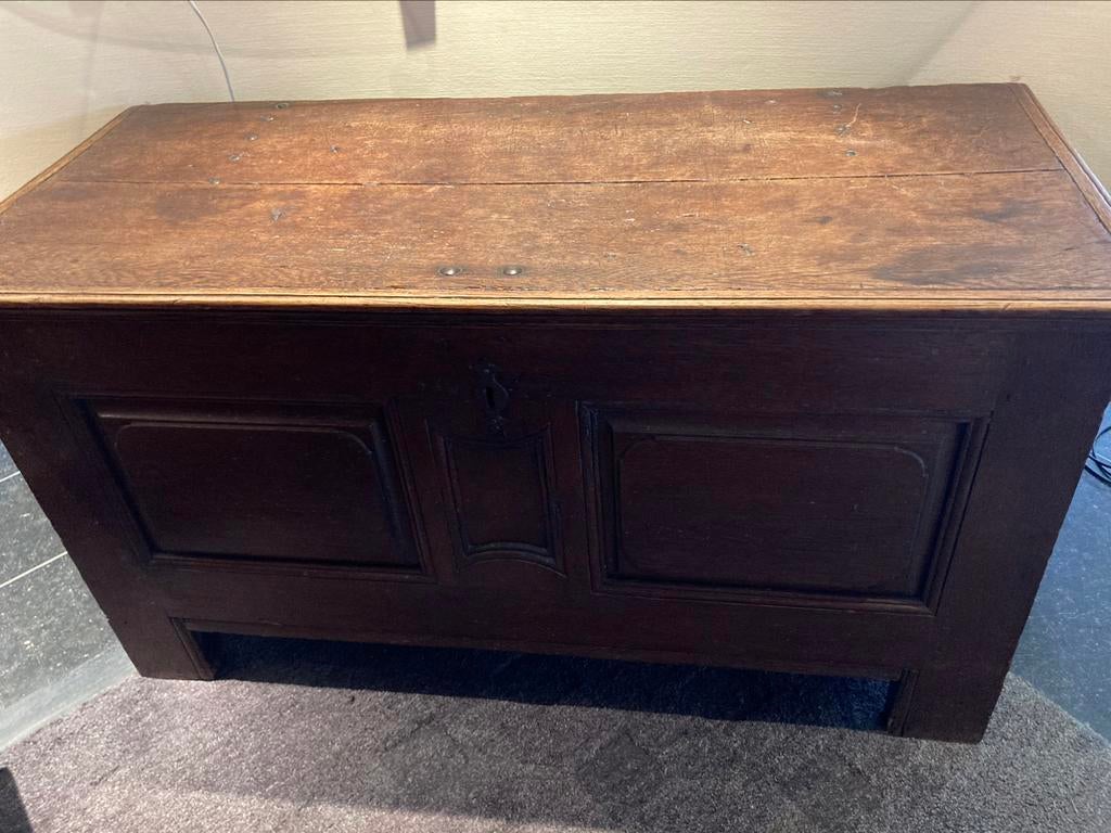 Grote antieke houten koffer, Antiek en Kunst, Ophalen of Verzenden