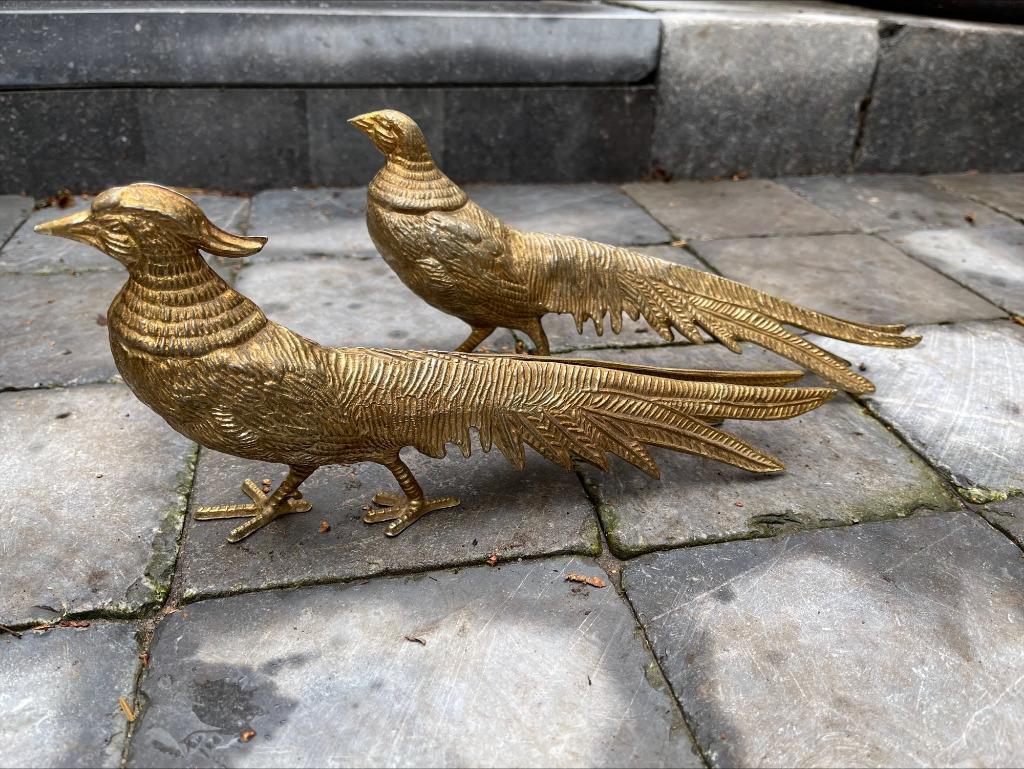 Koppel fazanten in messing, Ophalen