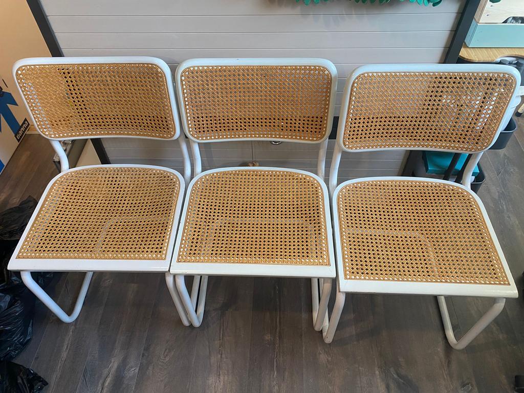 Vintage stoelen naar model Breuer - Italiaanse makelij, Trois, Thonet - Marcel Breuer, Osier ou Rotin, Enlèvement
