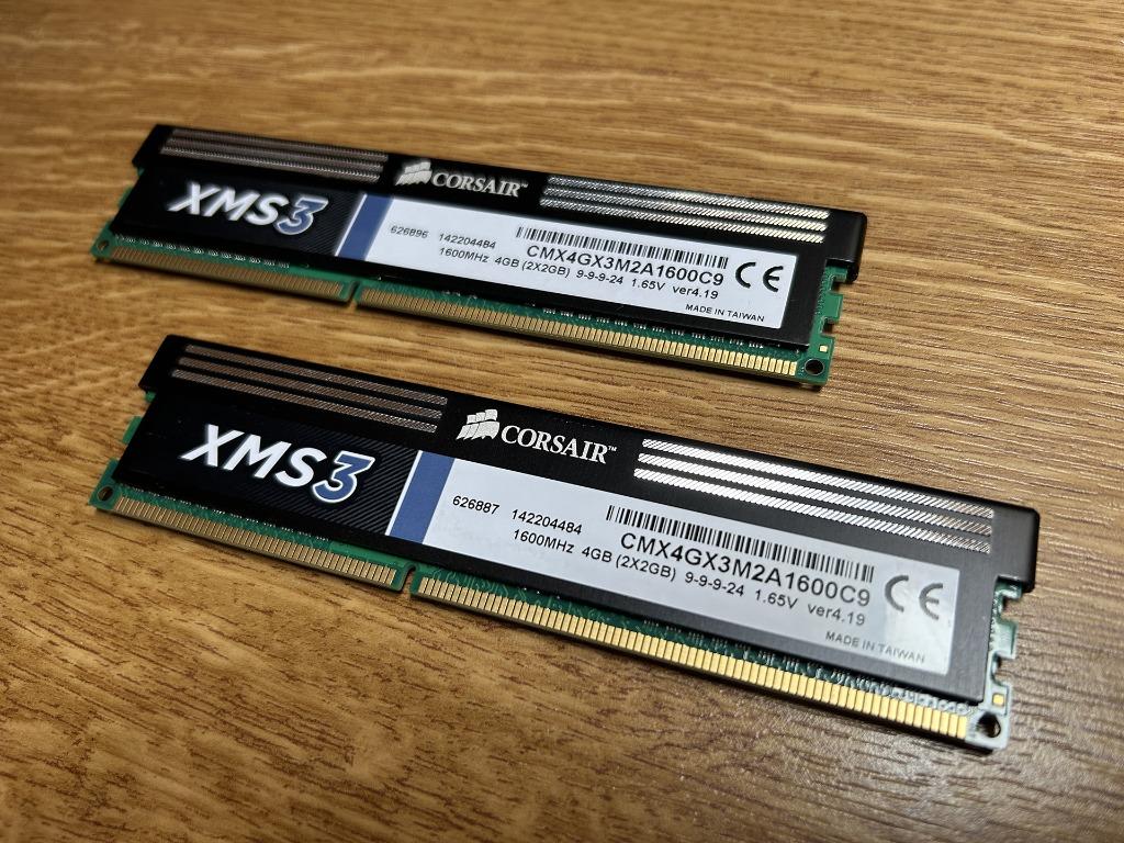 DDR3 RAM Corsair XMS3 4GB (2x 2GB) CMX4GX3M2A1600C9 1600Mhz, Informatique & Logiciels, Mémoire RAM, Enlèvement ou Envoi, Reconditionné