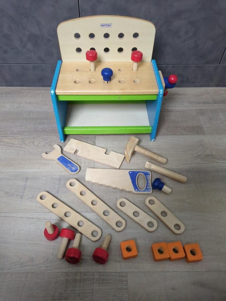 Houten werkbank inclusief accessoires, Kinderen en Baby's, Speelgoed | Houten speelgoed, Ophalen, Gebruikt, Overige typen