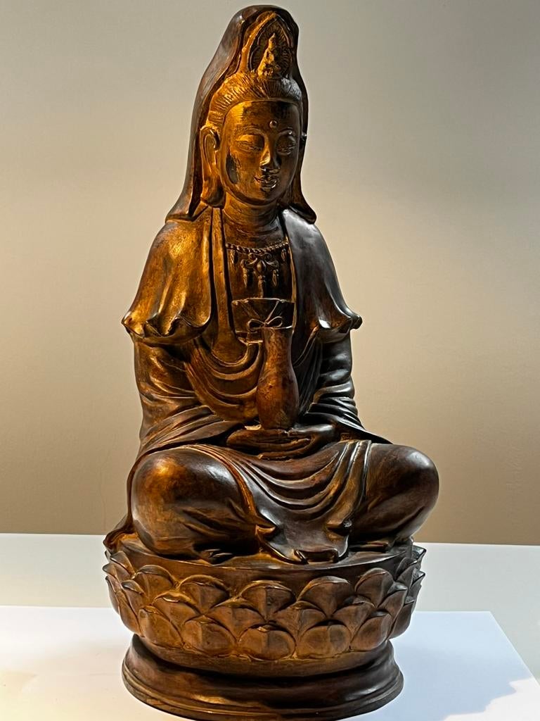 Antieke CHINESE GUANYIN Bodhisattva brons, terracotta kern, Antiek en Kunst, Ophalen
