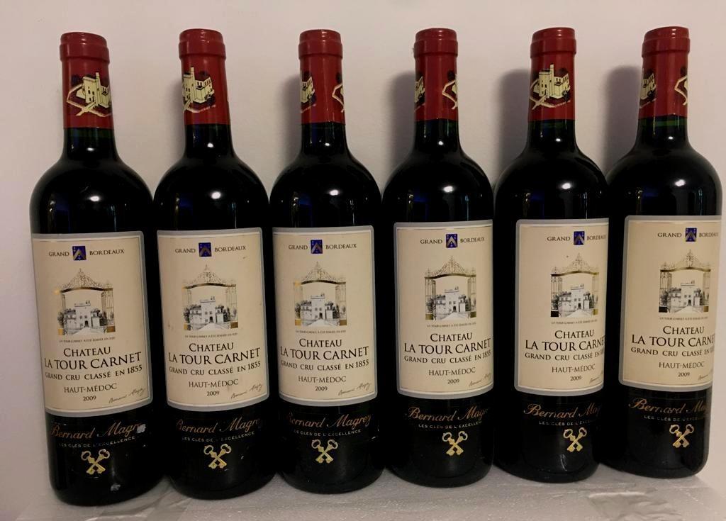 6 X Château la Tour Carnet 2009 –4ème Gd cru classé - C/Bois, Collections, Vins, Neuf, Enlèvement ou Envoi, Pleine, Vin rouge