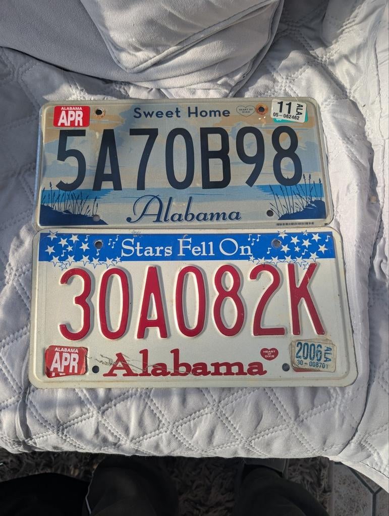 3 ALABAMA NUMMERPLATEN, Ophalen of Verzenden, Zo goed als nieuw