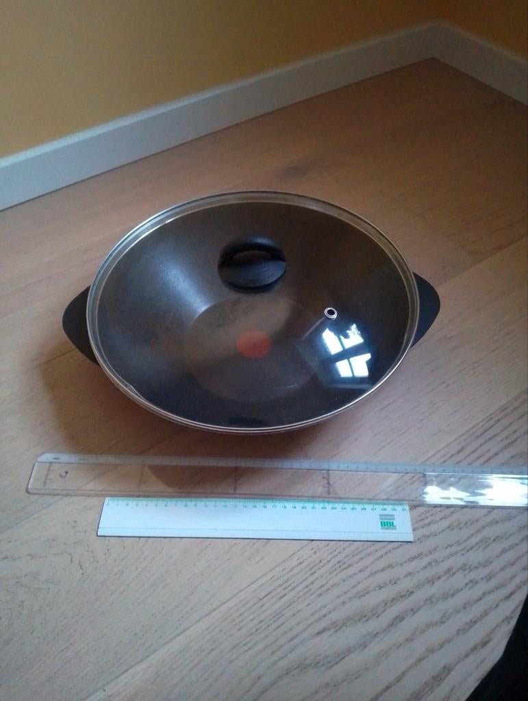 Wokpan - 36 cm met deksel, Ophalen of Verzenden, Gebruikt