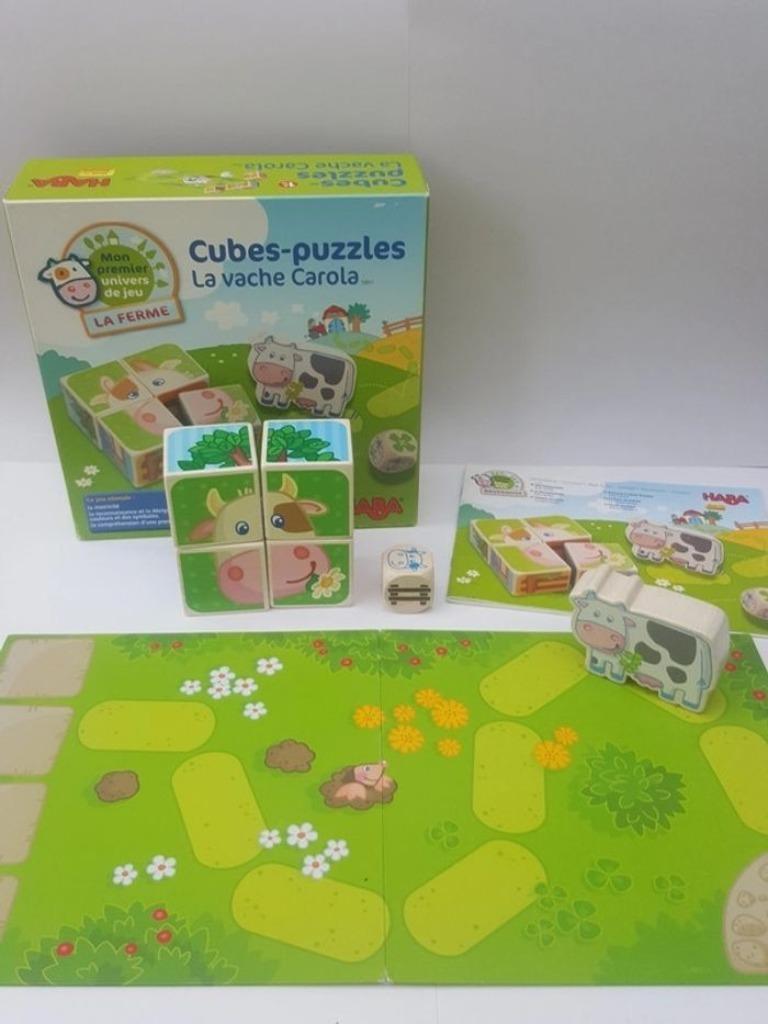 Jeu cube-puzzle : la vache Carola, Trois ou quatre joueurs, Enlèvement ou Envoi, Utilisé
