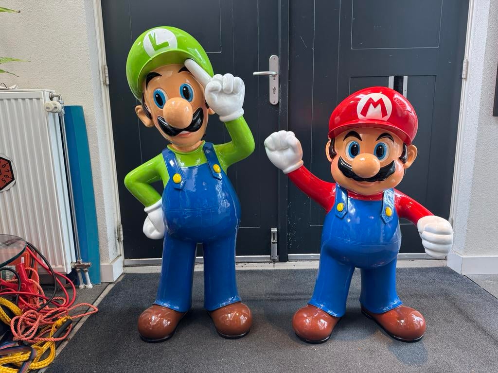 Groot Luigi en Mario beeld XL, Ophalen, Zo goed als nieuw, Reclamebord