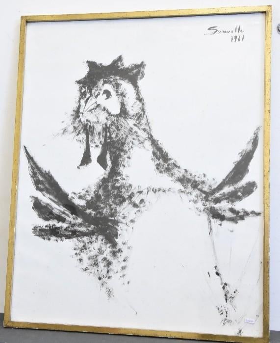 lavis signe roger somville, Antiquités & Art, Enlèvement