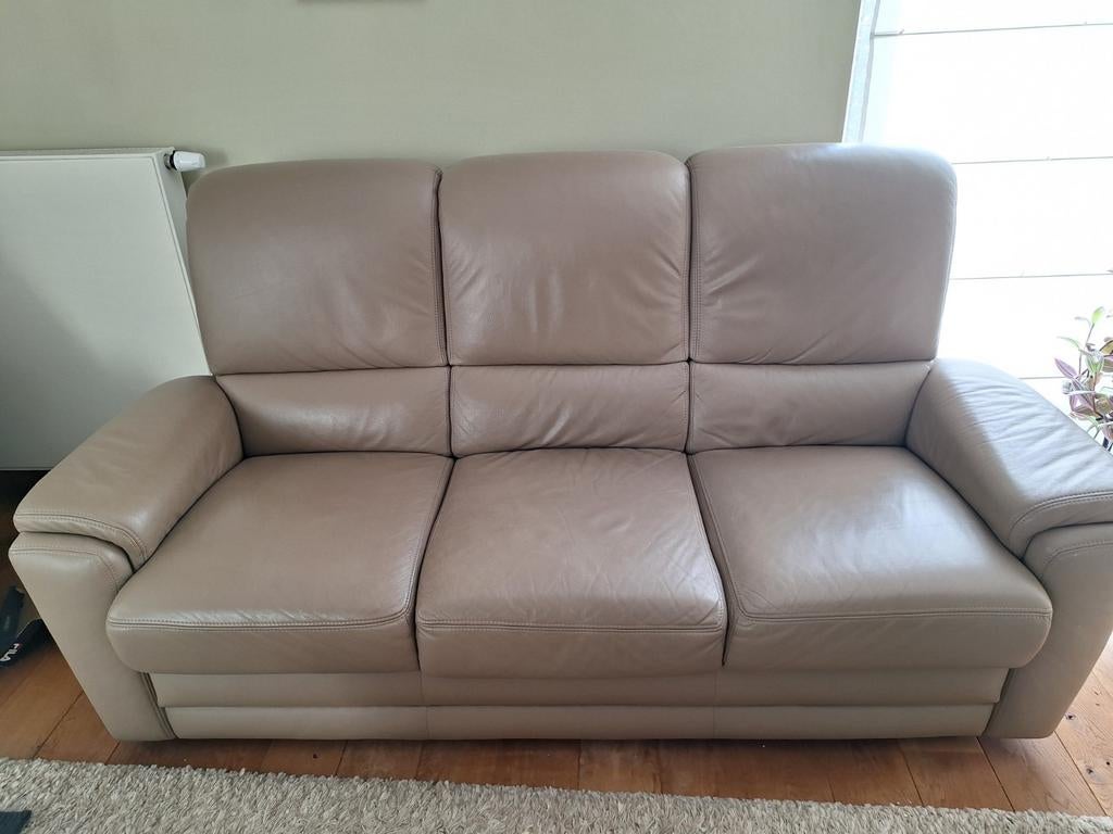 Echt lederen zware sterke salon 3 zit relax en 1 zit, Ophalen, Gebruikt