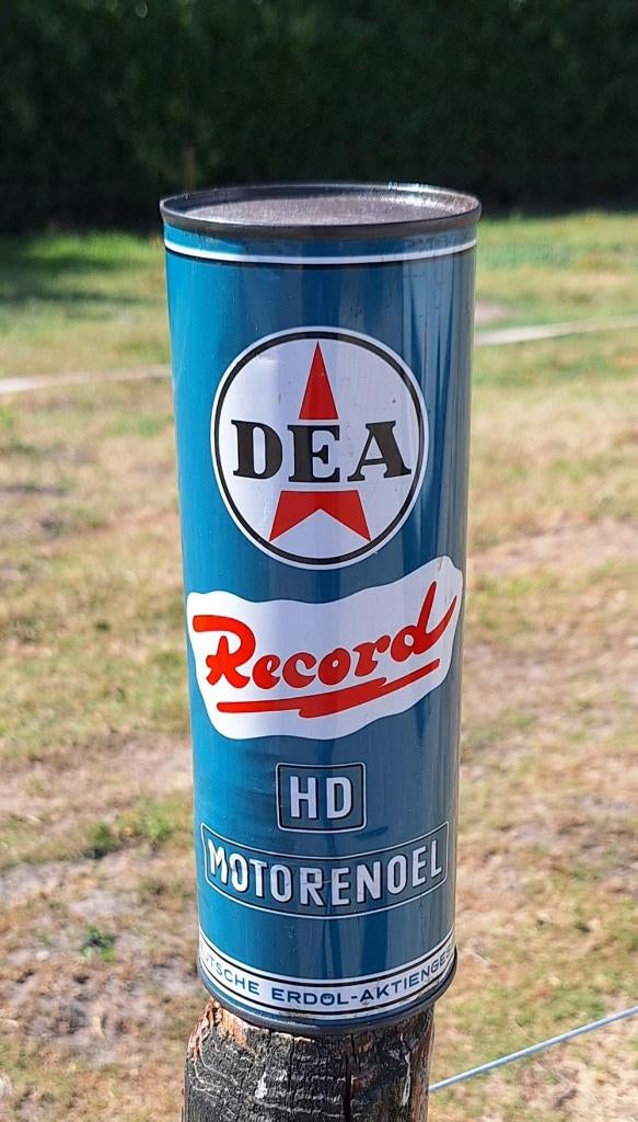 Vintage olieblik van DEA Record HD Motoröl️, motorolie️️️⛽️, Verzamelen, Blikken, Ophalen of Verzenden, Gebruikt