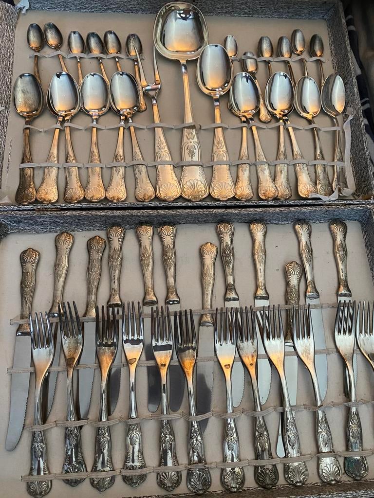 Service couvert en argent massif 800 pour 12 personnes, Enlèvement ou Envoi