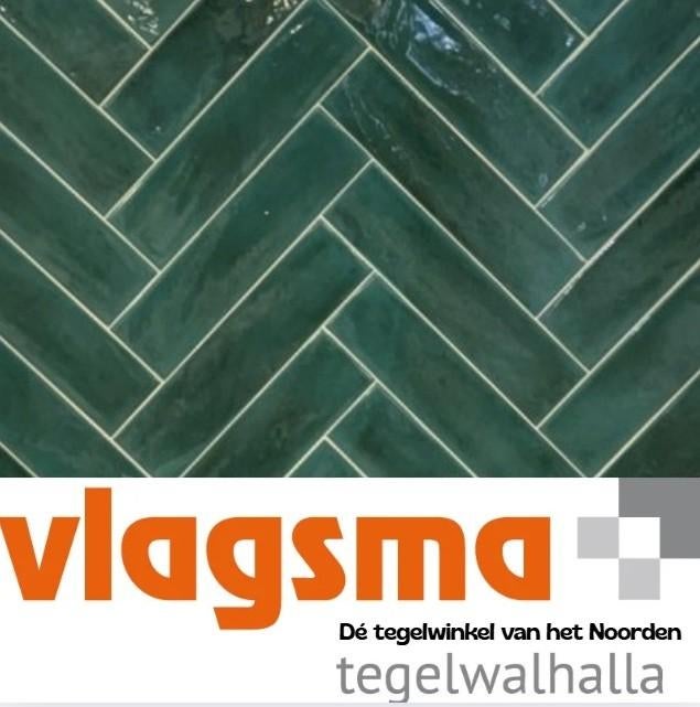 Groene handvormtegels opal emerald glans 7,5x30 cm, Doe-het-zelf en Bouw, Tegels, Verzenden, Nieuw, Minder dan 20 cm, 20 tot 40 cm