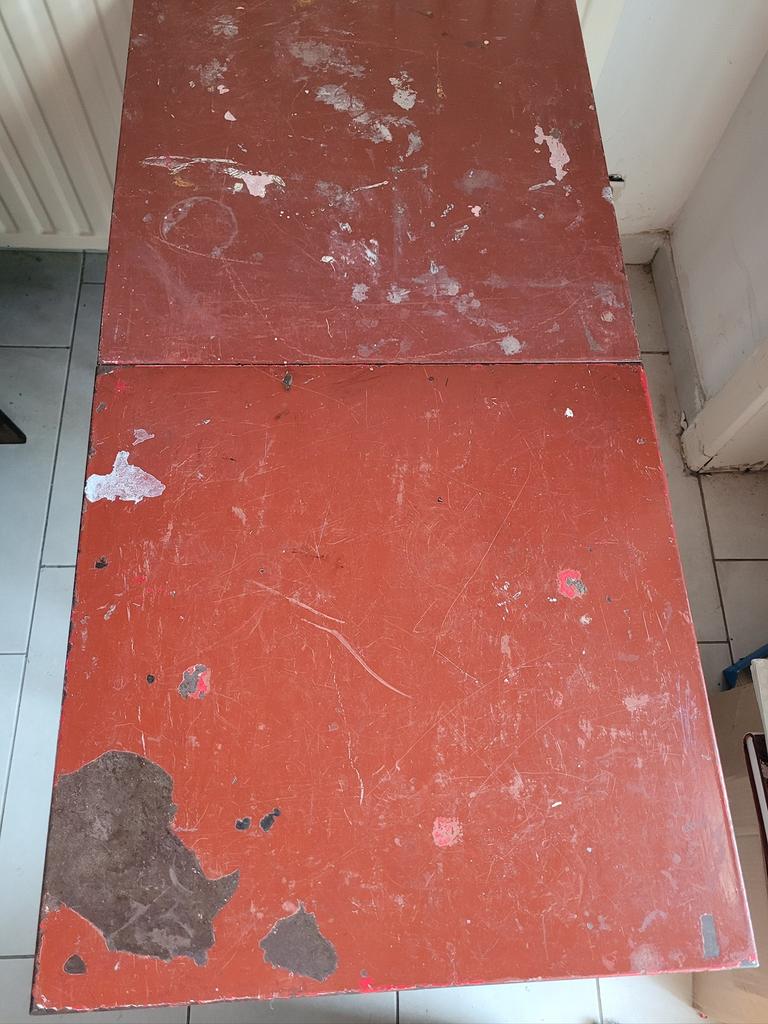 Table à manger métallique Vintage carré acier inoxydable, Enlèvement, Comme neuf, Carré