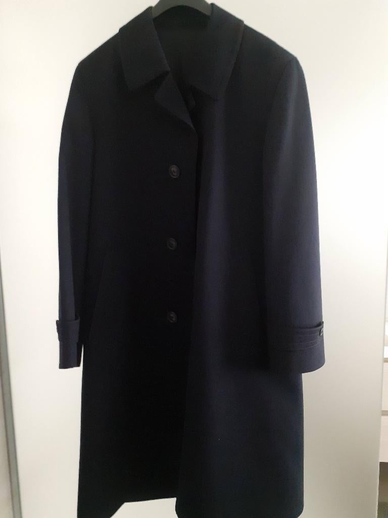 Klassieke donkerblauwe overjas / winterjas voor heren, Neuf, Taille 52/54 (L), First class / Trevira, Enlèvement