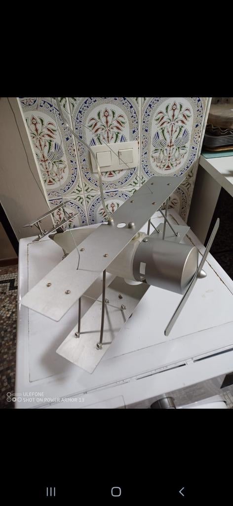 Lampe de bureau/chevet design industriel avion biplan métal, Ophalen