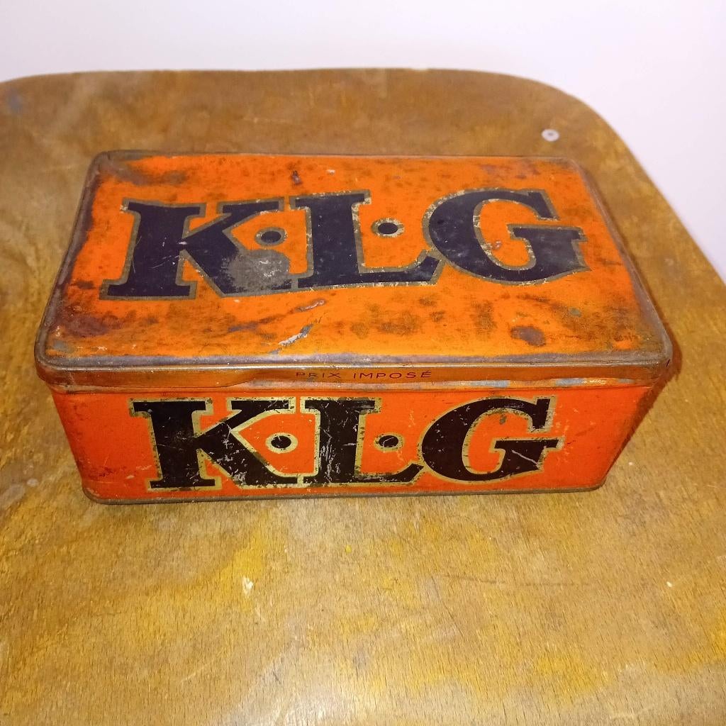 Vintage blik bougies KLG, Ophalen of Verzenden, Gebruikt