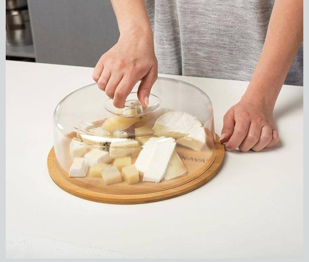 Planche à fromage en bambou avec couvercle, Maison & Meubles, Enlèvement ou Envoi, Neuf, Rond, Bois