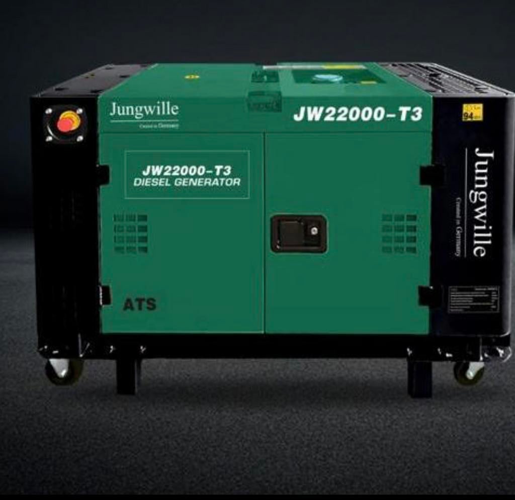 Generator Jungwille JW22000-T3, Doe-het-zelf en Bouw, Aggregaten, Ophalen, Dieselolie, Geluidgedempt, Nieuw