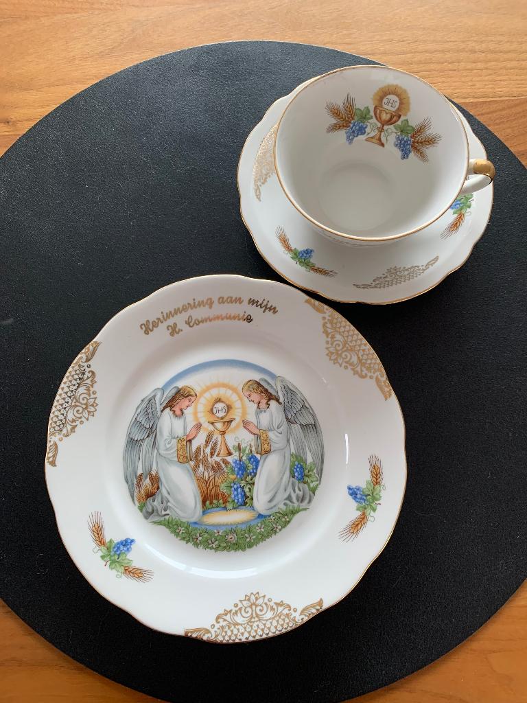 Vintage Communieset 1962  Freienorla Porselein  3-delig, Antiek en Kunst, Ophalen of Verzenden