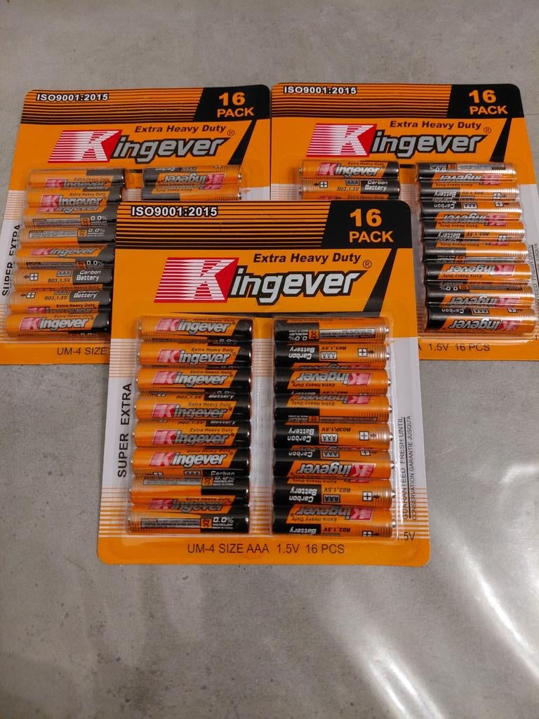 AAA baterijen 16 stuks per pakje. 3 pakjes voor 6,-, Audio, Tv en Foto, Ophalen, Nieuw