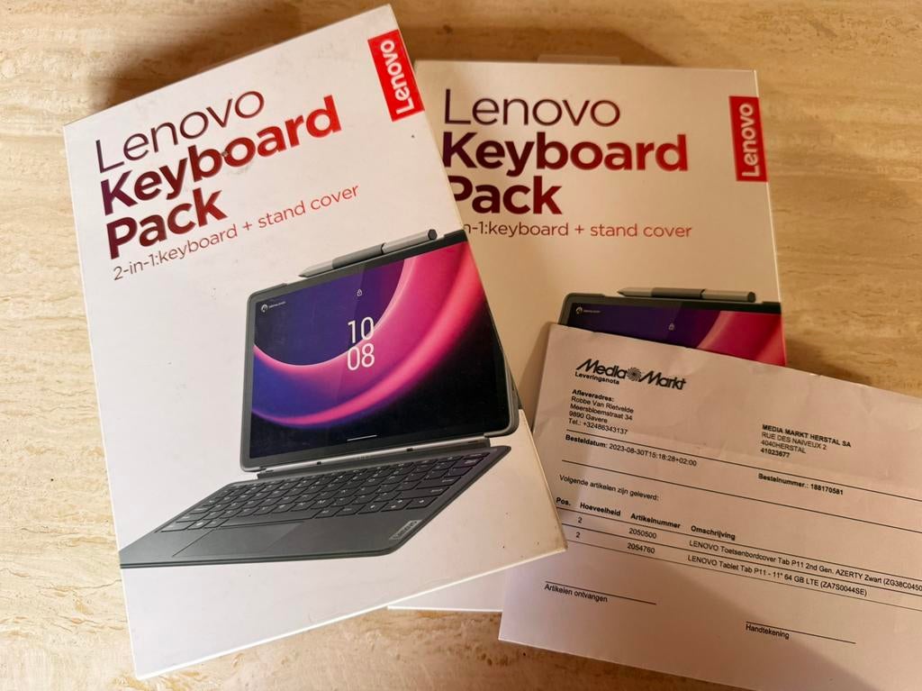 2x Lenovo Keyboard Pack voor Lenovo Tab P11 (2de generatie), Enlèvement, Neuf, P11, Protection faces avant et arrière